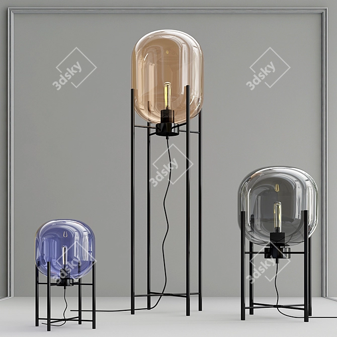 RUI LED Floor Lamp with Stained Glass Shade 3D model image 1