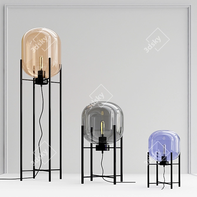 RUI LED Floor Lamp with Stained Glass Shade 3D model image 2