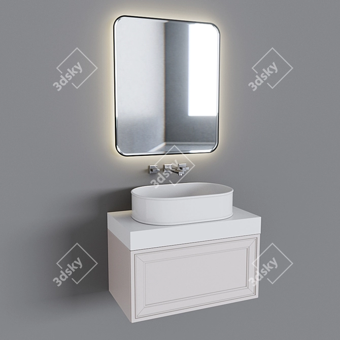 Stylish Bathroom Furniture Set 3D model image 1