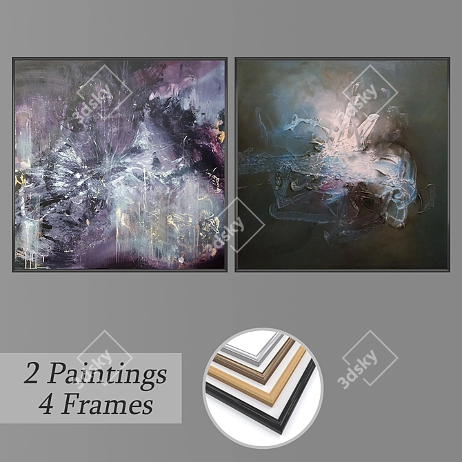 Modern Wall Art Set with Frame Options 3D model image 1