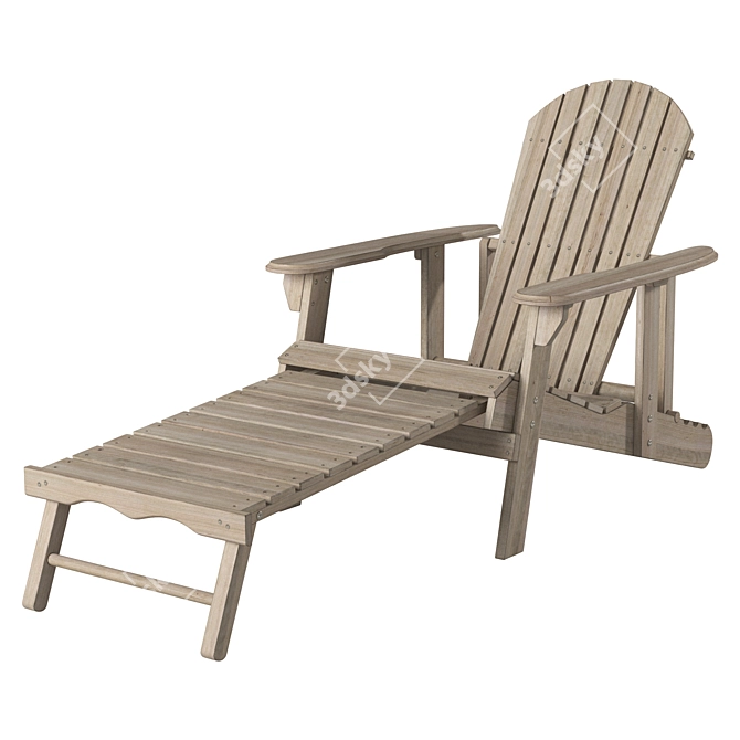 Wooden Outdoor Chaise Lounge 3D model image 1