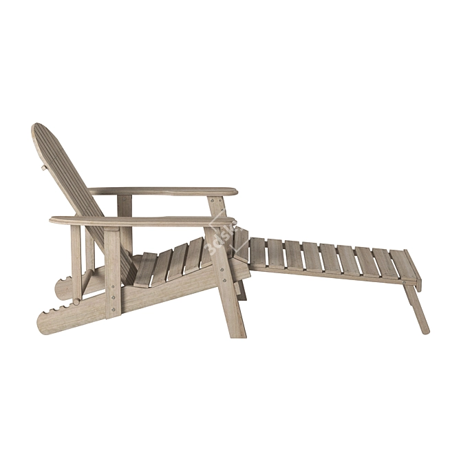 Wooden Outdoor Chaise Lounge 3D model image 2