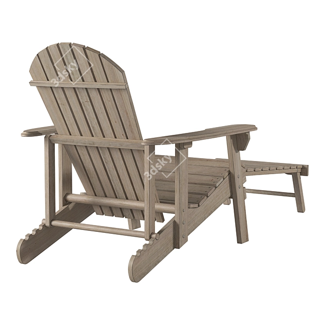 Wooden Outdoor Chaise Lounge 3D model image 3