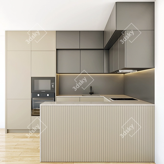 Modern Kitchen with Spacious Area 3D model image 2