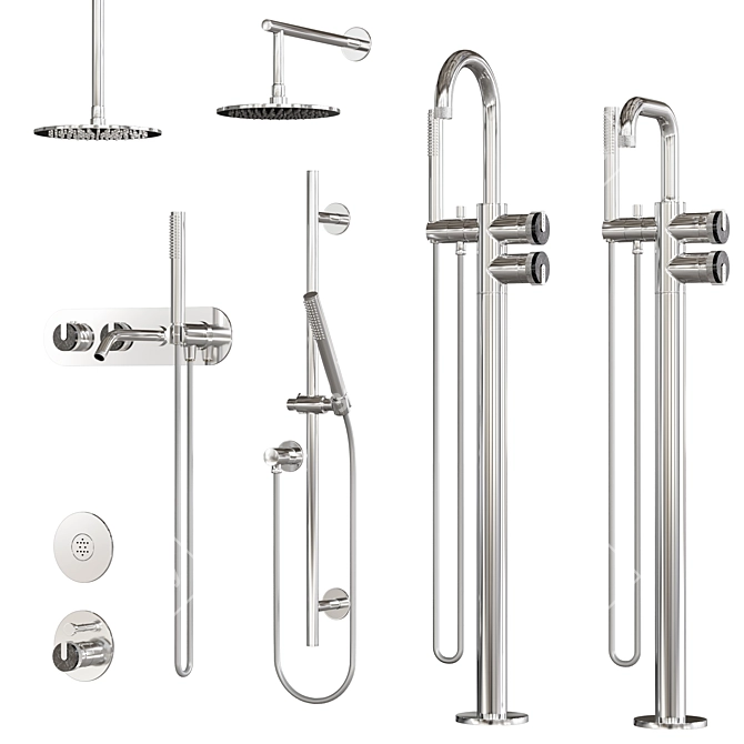 Premium Designer Faucet Set 3D model image 3