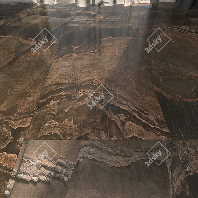 Opera Brown Marble Floor Set 3D model image 1