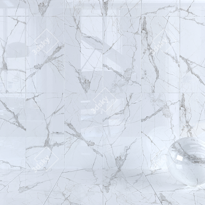 Museum Glacier White Wall Tiles 3D model image 1