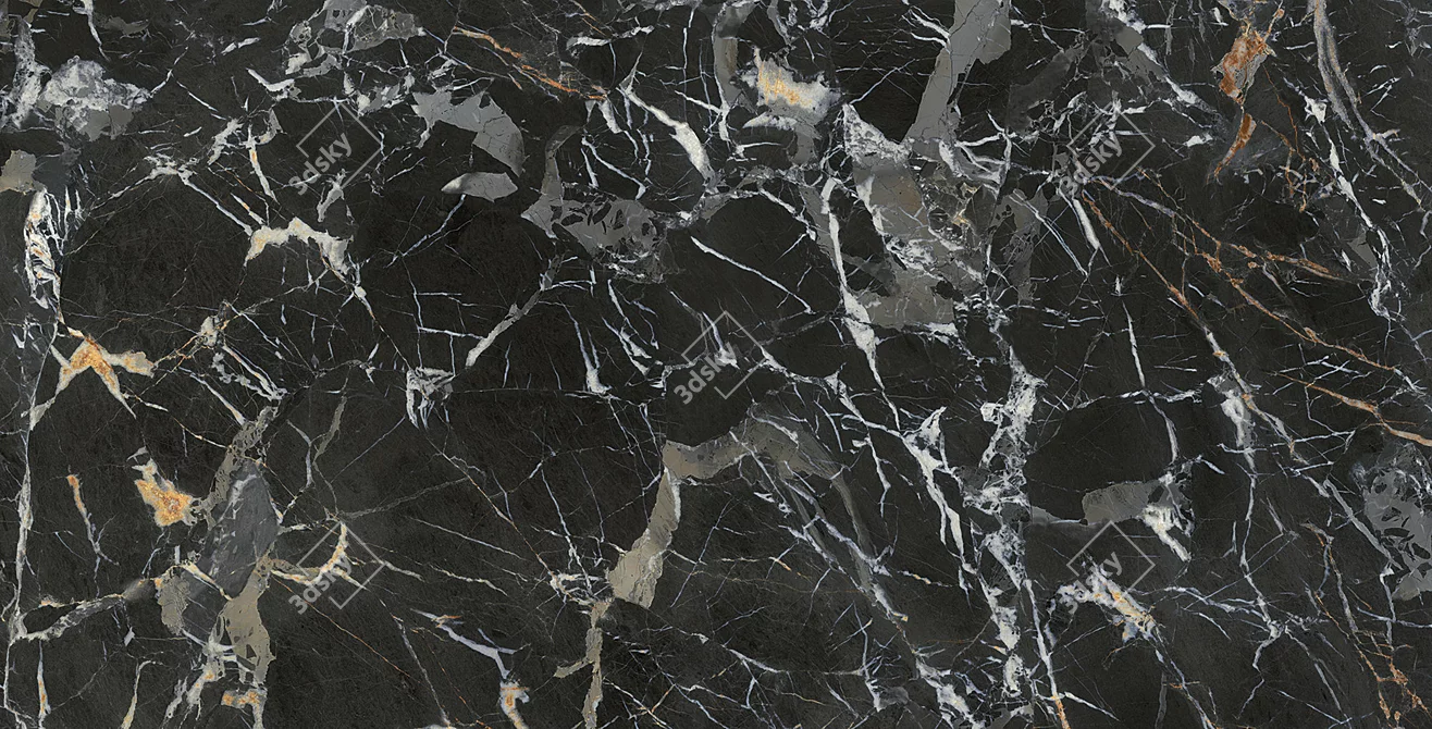 Sleek Laurent Black Marble Tiles 3D model image 4