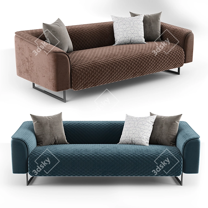 Elegant QM Sofa: Sleek & Spacious 3D model image 1