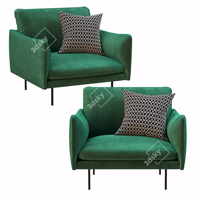 Luxurious Velvet Armchair: Moby 3D model image 1