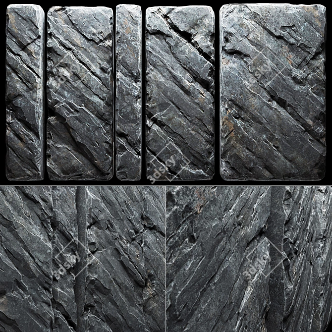 Smooth Stone Wall Slabs - High-Quality Textures 3D model image 1