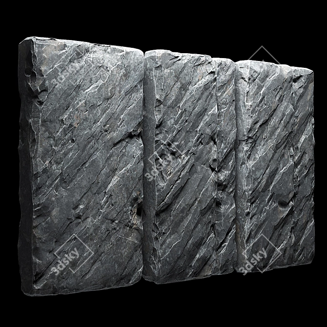 Smooth Stone Wall Slabs - High-Quality Textures 3D model image 2