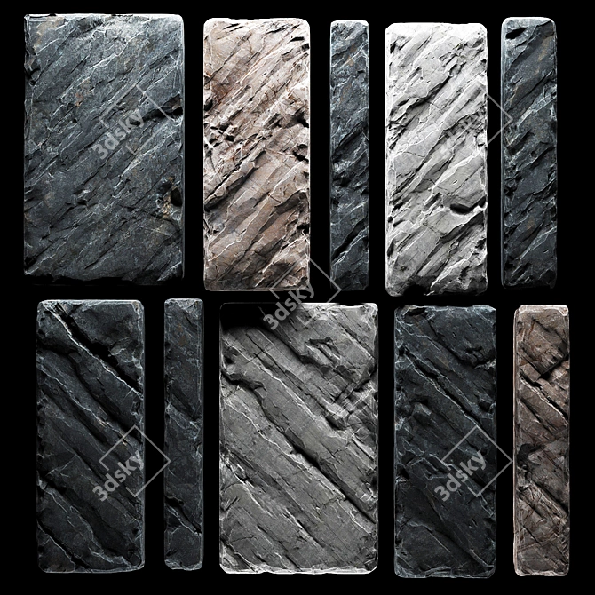 Smooth Stone Wall Slabs - High-Quality Textures 3D model image 3