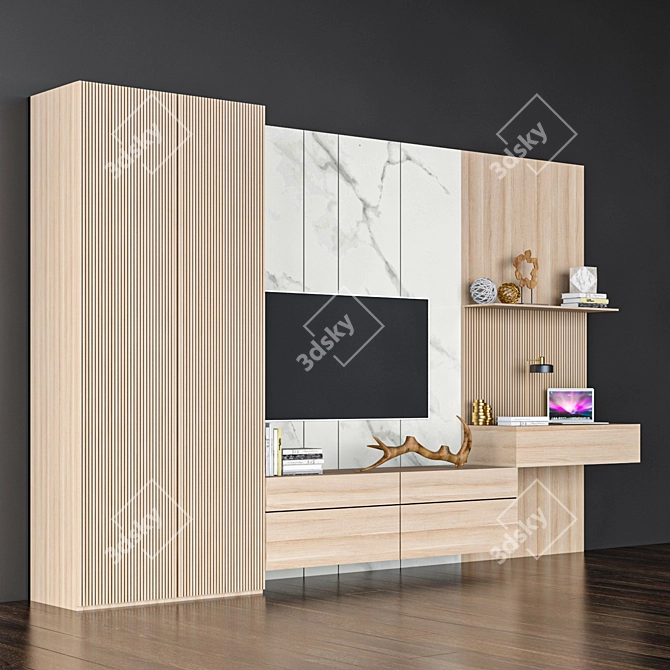 Modern TV Stand 2100x3300x450mm 3D model image 2