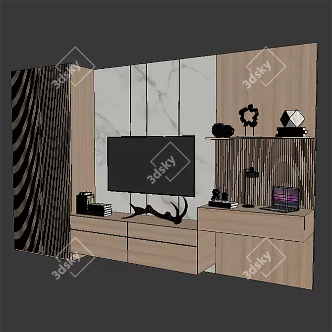 Modern TV Stand 2100x3300x450mm 3D model image 3