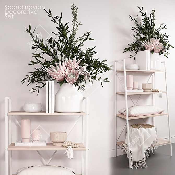 Nordic Blossom Decor Set 3D model image 1