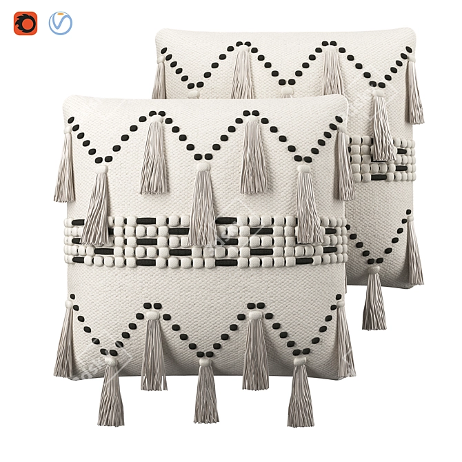 Trendy Tassel Cushion: V-Ray & Corona Materials, Real-World Scale 3D model image 1