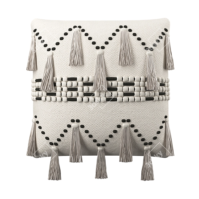 Trendy Tassel Cushion: V-Ray & Corona Materials, Real-World Scale 3D model image 2