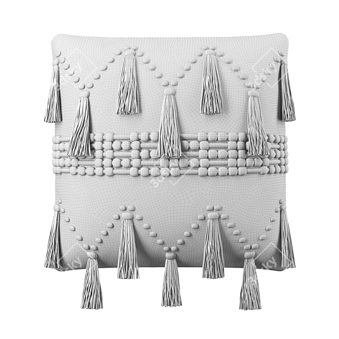 Trendy Tassel Cushion: V-Ray & Corona Materials, Real-World Scale 3D model image 5