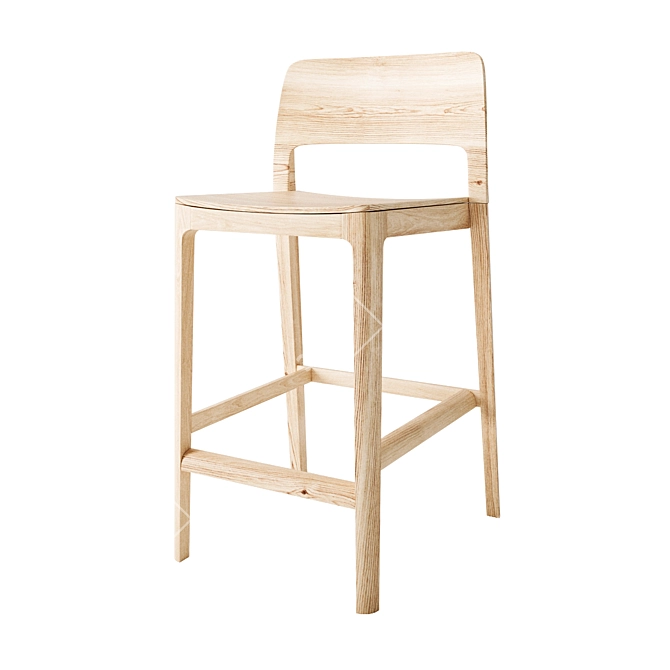 Solid Wood Stool | 470x470x900mm 3D model image 1