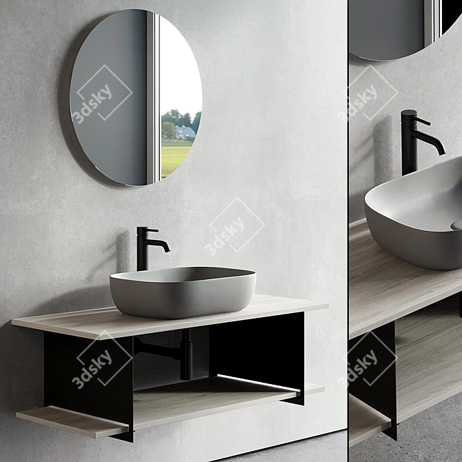 Scarabeo Slide Vanity Unit Set: Stylish & Functional 3D model image 1