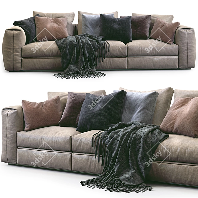 Asolo Flexform Leather Sofa: Timeless Elegance 3D model image 2