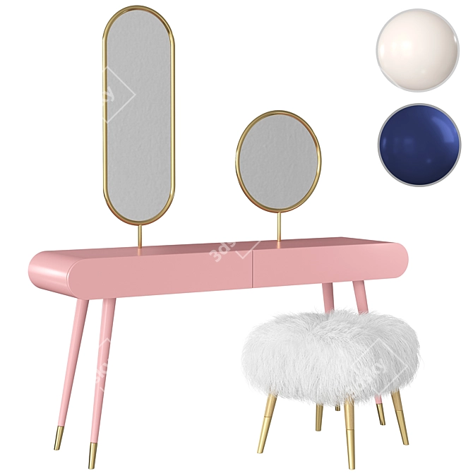 Pearl Marshmallow Dressing Table: Elegant and Luxurious 3D model image 1