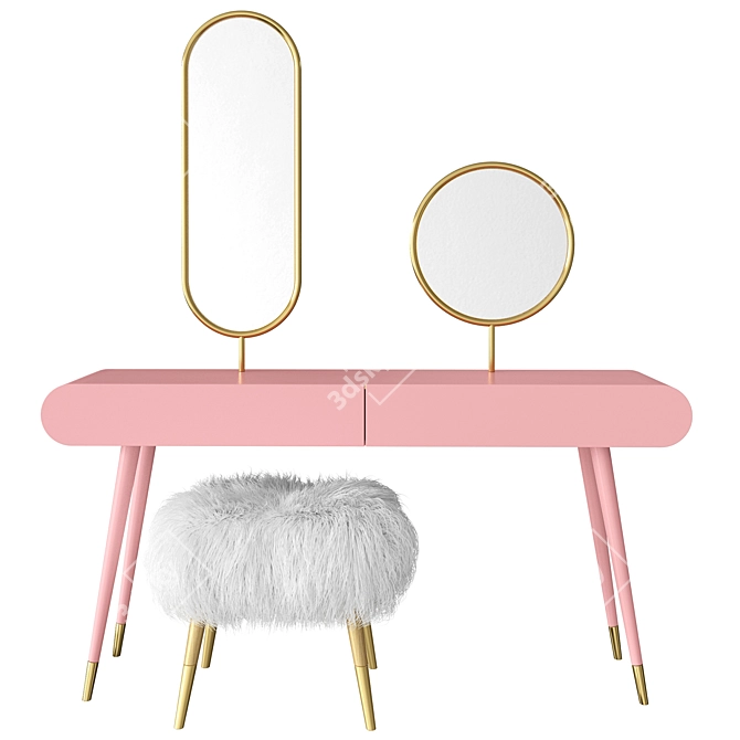 Pearl Marshmallow Dressing Table: Elegant and Luxurious 3D model image 2