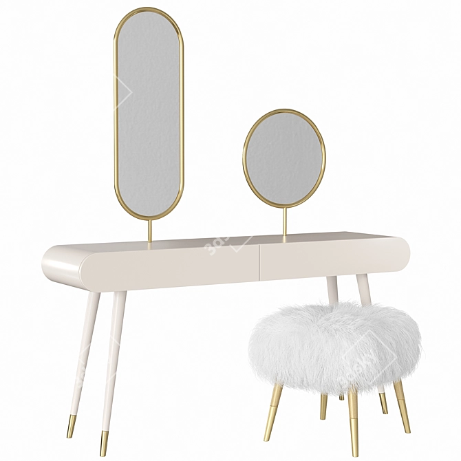 Pearl Marshmallow Dressing Table: Elegant and Luxurious 3D model image 4