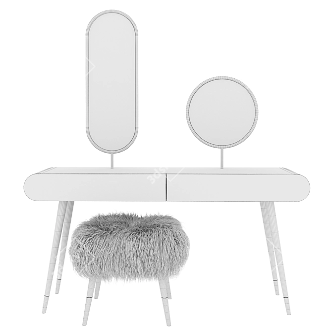 Pearl Marshmallow Dressing Table: Elegant and Luxurious 3D model image 5