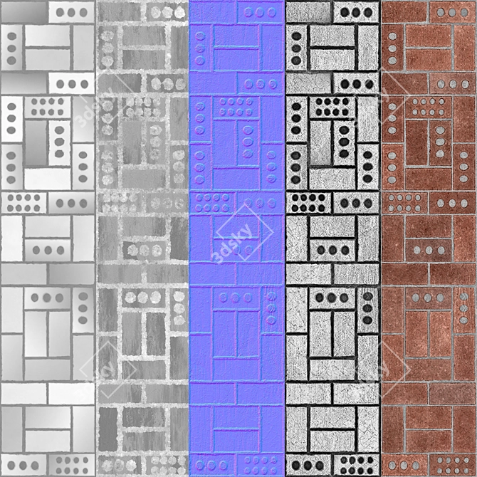 4K Brick-17 Material - 3 Colors, Seamless 3D model image 3