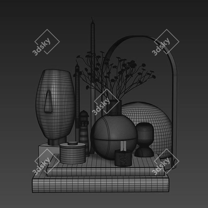 Modern Decor Set: Vase, Lamp, Plants, Books, Decor 3D model image 5