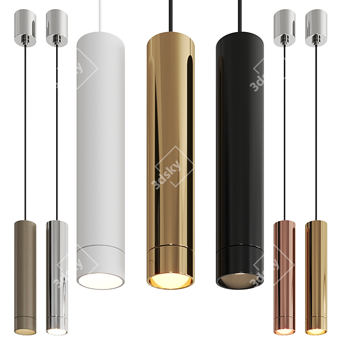 Sleek German Pendant Light 3D model image 1