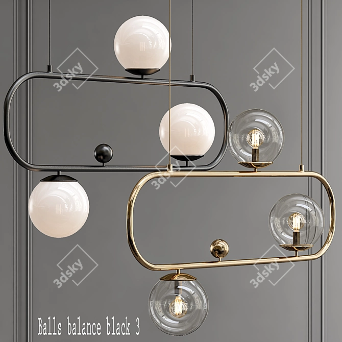 Elegant Black Balance Chandelier 3D model image 1