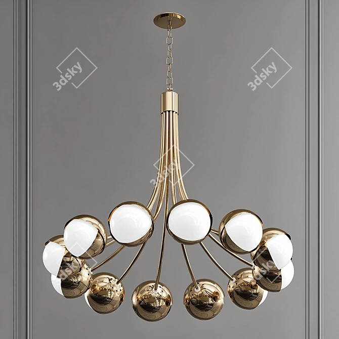 Opal 2013 Chandelier: Elegant Satin Brass Finish 3D model image 1