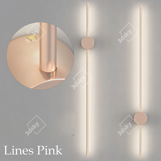 Sleek Pink Lines Pendant 3D model image 1