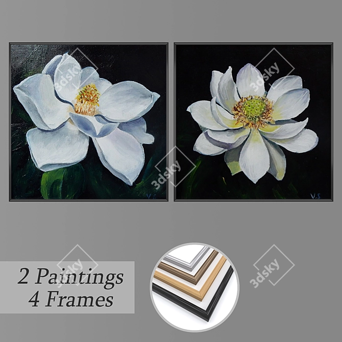 Modern Art Wall Paintings Set 3D model image 1