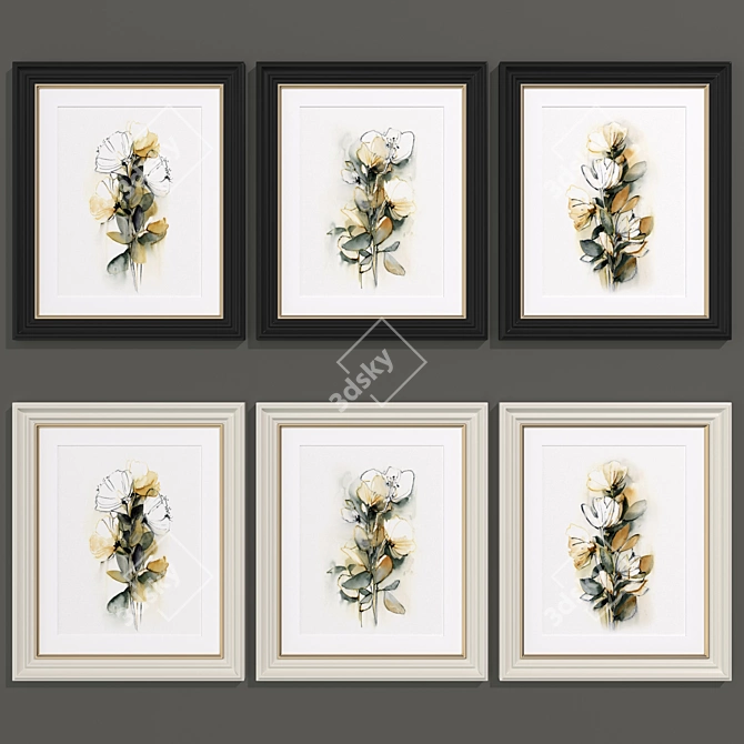 Contemporary Flowers Art Collection 3D model image 5