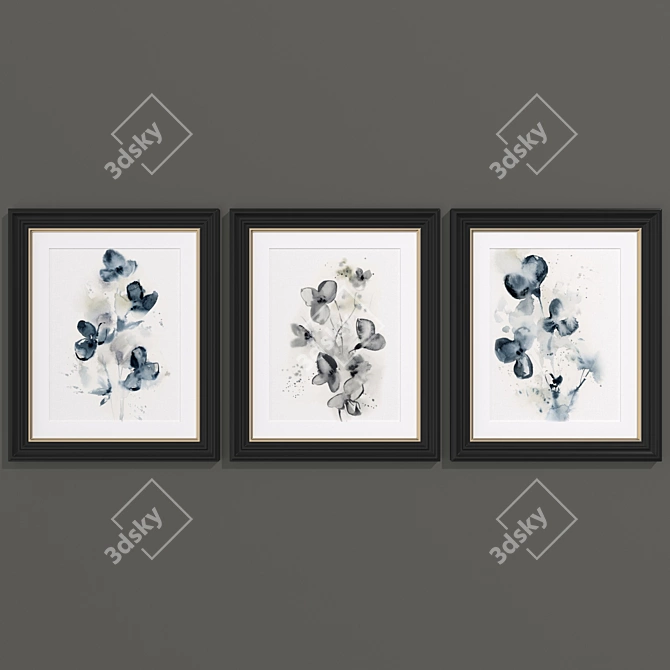 Modern Abstract Floral Art Set 3D model image 1