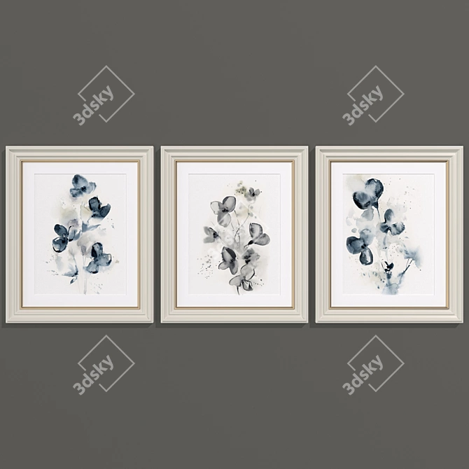 Modern Abstract Floral Art Set 3D model image 3