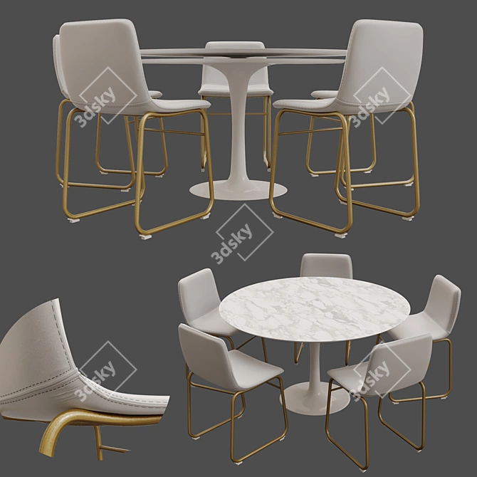 Stylish Dining Set: Table & Chairs 3D model image 1