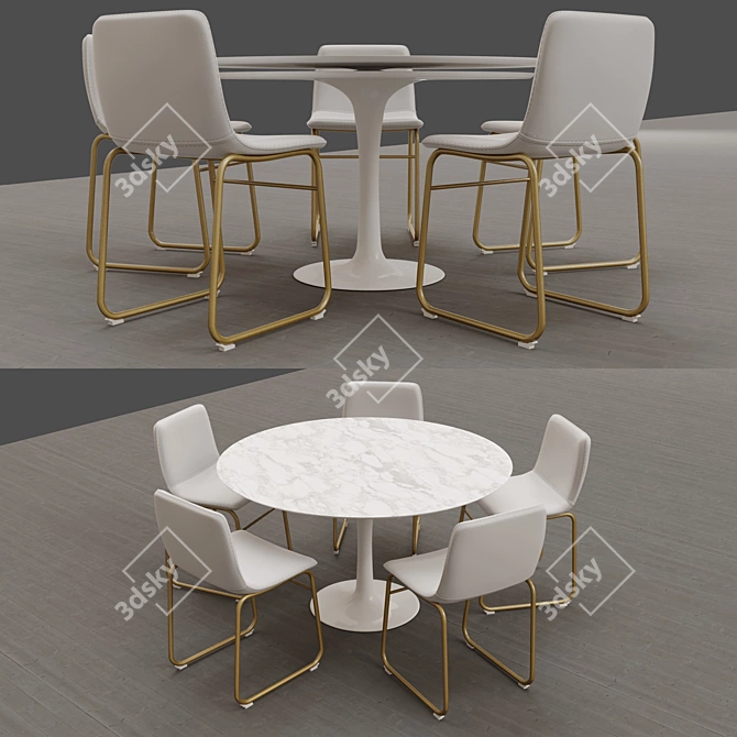 Stylish Dining Set: Table & Chairs 3D model image 2