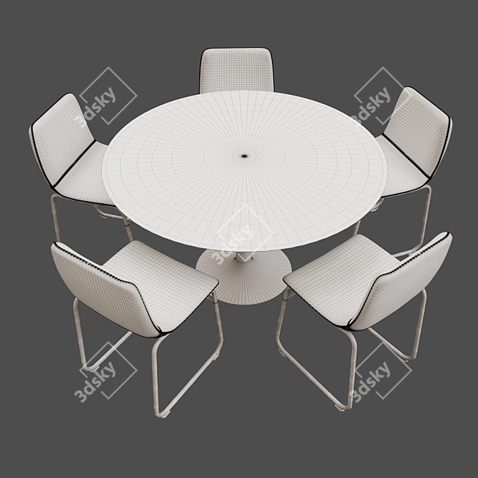 Stylish Dining Set: Table & Chairs 3D model image 3