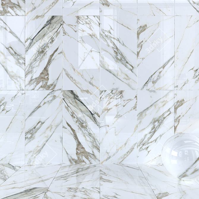 Marble Floor Tiles - Macchia Vecchia Collection 3D model image 1