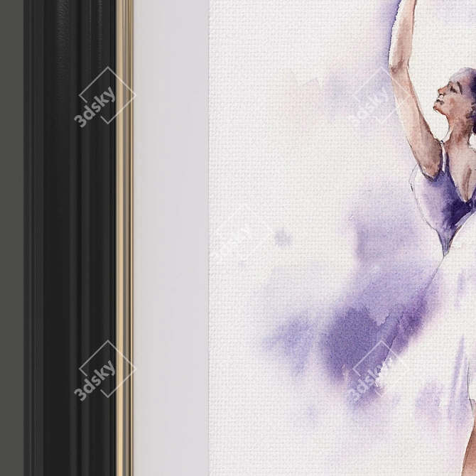 Modern Ballerina and Floral Art Set 3D model image 2