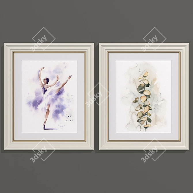 Modern Ballerina and Floral Art Set 3D model image 3