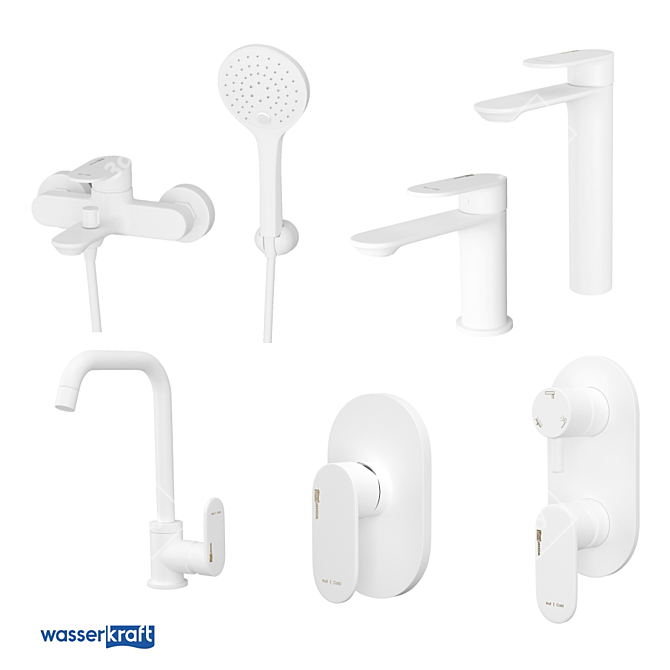 Mindel 8500: Sleek White Bathroom Mixers 3D model image 1