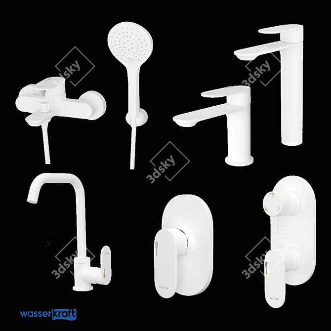 Mindel 8500: Sleek White Bathroom Mixers 3D model image 2