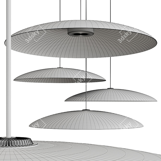 Sleek Metal Chandelier: HeadLed Metallic 3D model image 1