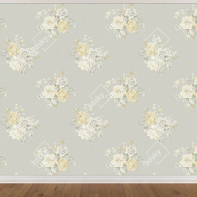 Seamless Wallpaper Set 945 - 3 Color Options 3D model image 4